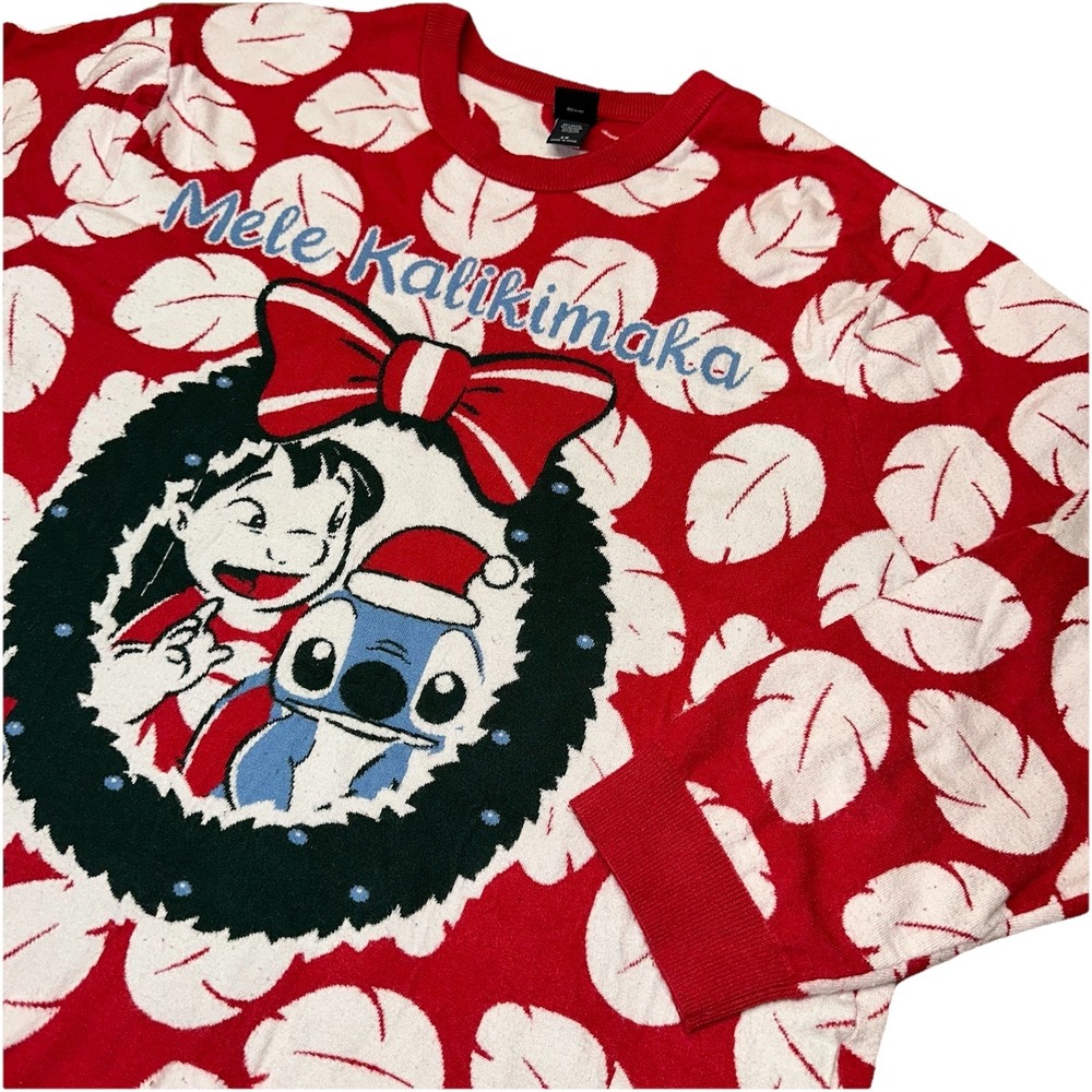 Disney Lilo & Stitch Red Hawaiian Christmas Sweater Mele Kalikimaka Women's 3X